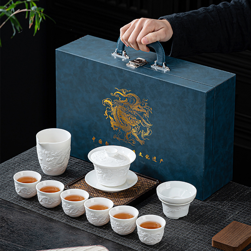 Korean Tea Set - Juego de té Dehua de porcelana